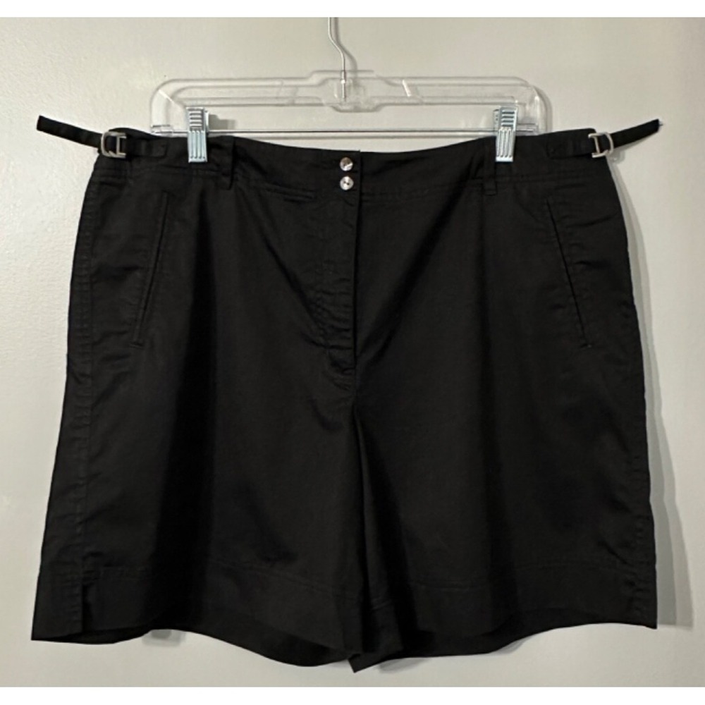 Tommy Bahama Womens Shorts Black Sz 16 Adj Waist Chino Flat Front Stretch - Picture 1 of 8
